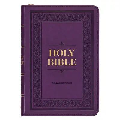 Biblia Święta KJV, kompaktowe wydanie ze sztucznej skóry z czerwonymi literami - znacznik wstążkowy, wersja Króla Jakuba, fioletowa, zapięcie na suwak - KJV Holy Bible, Compact Faux Leather Red Letter Edition - Ribbon Marker, King James Version, Purple, Zipper Closure