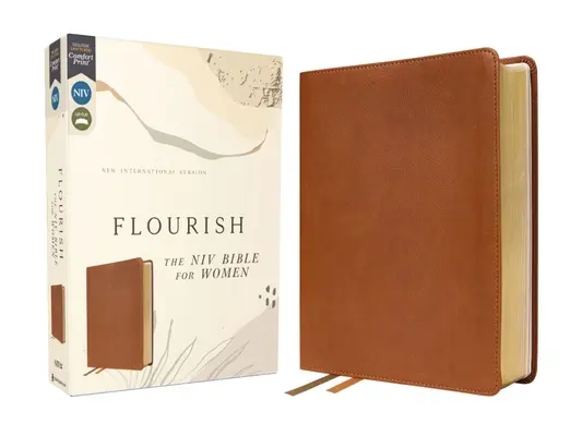Flourish: Biblia NIV dla kobiet, miękka skóra, brązowa, wygodny druk - Flourish: The NIV Bible for Women, Leathersoft, Brown, Comfort Print