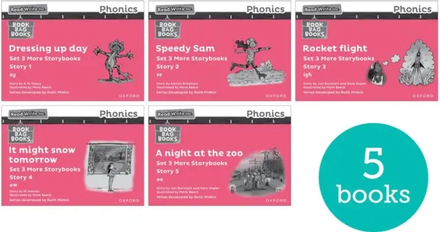 Read Write Inc. Phonics: Różowy Zestaw 3 dodatkowych czarno-białych książeczek z historyjkami (zestaw 5 szt.) - Read Write Inc. Phonics: Pink Set 3 More Black & White Storybooks (Pack of 5)