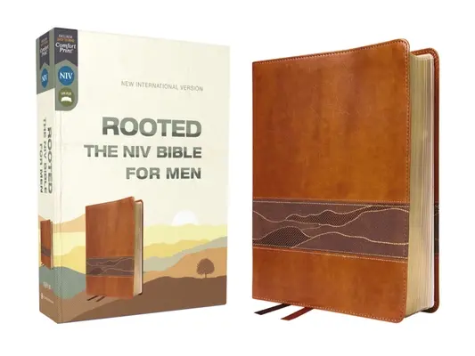 Rooted: Biblia NIV dla mężczyzn, skórzana miękka, brązowa, wygodny nadruk - Rooted: The NIV Bible for Men, Leathersoft, Brown, Comfort Print