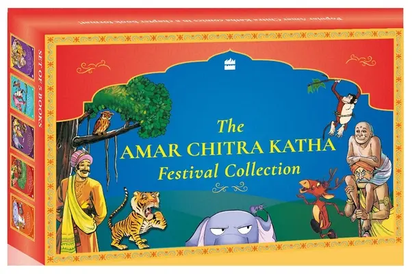 Kolekcja festiwalowa Amar Chitra Katha - blaszane pudełko zawierające 5 książek - Amar Chitra Katha Festival Collection - Tin box containing 5 books