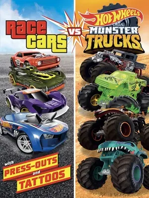 Hot Wheels: Samochody wyścigowe kontra Monster Trucks: 100% oficjalnej licencji Mattel, aktywności, tatuaże i karty do wyciskania dla dzieci w wieku od 4 do 8 lat - Hot Wheels: Race Cars vs. Monster Trucks: 100% Officially Licensed by Mattel, Activities, Tattoos, & Press-Out Cards for Kids Ages 4 to 8