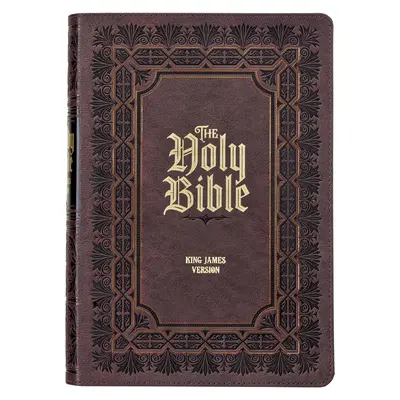 Biblia do studiowania KJV, Biblia Króla Jakuba w dużym formacie, zakładki na kciuki, wstążki, wytłoczona ciemnobrązowa sztuczna skóra - KJV Study Bible, Large Print King James Version Holy Bible, Thumb Tabs, Ribbons, Faux Leather Dark Brown Debossed