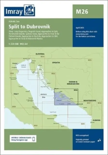 Imray Chart M26 - Split do Dubrownika - Imray Chart M26 - Split to Dubrovnik