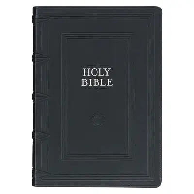 Biblia do studiowania KJV, Standardowa Biblia Króla Jakuba, zakładki na kciuk, wstążki, sztuczna skóra, wytłoczona na czarno - KJV Study Bible, Standard King James Version Holy Bible, Thumb Tabs, Ribbons, Faux Leather, Black Debossed