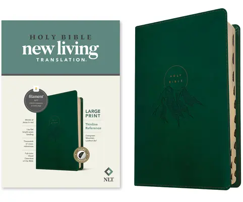 NLT Large Print Thinline Reference Bible, Filament Enabled Edition (skóropodobna, Evergreen Mountain, z indeksem) - NLT Large Print Thinline Reference Bible, Filament Enabled Edition (Leatherlike, Evergreen Mountain, Indexed)