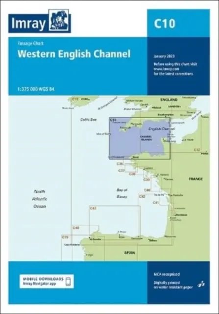 Imray Chart C10 - Mapa przejścia przez zachodni kanał La Manche - Imray Chart C10 - Western English Channel Passage Chart