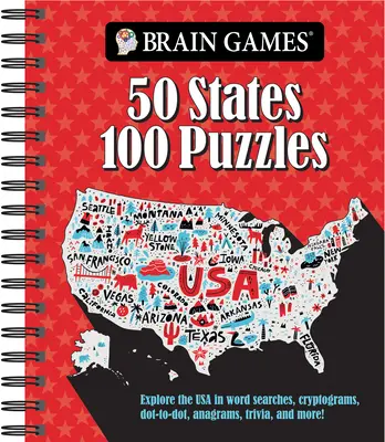 Brain Games - 50 States 100 Puzzles: Odkryj USA w wyszukiwaniu słów, kryptogramach, kropkach, anagramach, ciekawostkach i nie tylko! - Brain Games - 50 States 100 Puzzles: Explore the USA in Word Searches, Cryptograms, Dot-To-Dots, Anagrams, Trivia, and More!