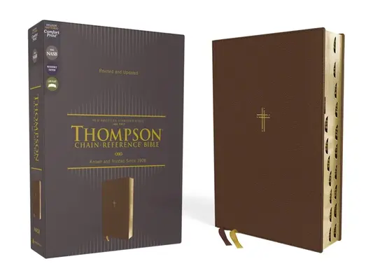 Nasb, Thompson Chain-Reference Bible, Leathersoft, Brown, 1995 tekst, czerwona litera, indeksowany kciuk, wygodny druk - Nasb, Thompson Chain-Reference Bible, Leathersoft, Brown, 1995 Text, Red Letter, Thumb Indexed, Comfort Print