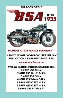 Książka BSA do 1935 roku - zawiera suplement z modelami z 1936 roku - Book of the BSA Up to 1935 - Includes a 1936 Models Supplement