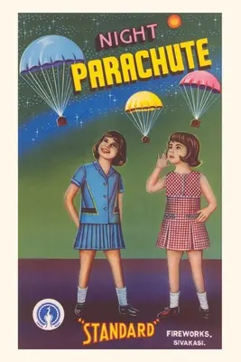 Vintage Journal Dziewczyny z nocnymi fajerwerkami spadochronowymi - Vintage Journal Girls with Night Parachute Fireworks