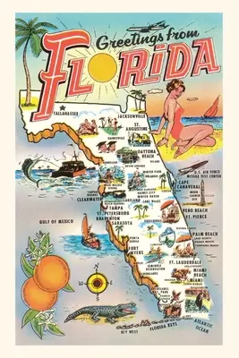 Dziennik historyczny Pozdrowienia z Florydy, mapa - Vintage Journal Greetings from Florida, Map