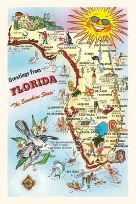 Vintage Journal Mapa atrakcji Florydy - Vintage Journal Map of Florida Attractions