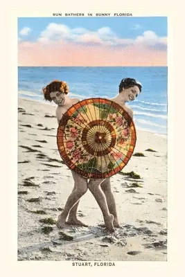 Vintage Journal Kobieta z parasolem na plaży, Stuart, Floryda - Vintage Journal Women with Parasol on Beach, Stuart, Florida