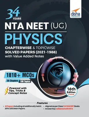 34 lata NTA NEET (UG) PHYSICS Rozdziałowe i tematyczne rozwiązane arkusze (2021 - 1988) z notatkami o wartości dodanej 16. edycja - 34 Years NTA NEET (UG) PHYSICS Chapterwise & Topicwise Solved Papers (2021 - 1988) with Value Added Notes 16th Edition