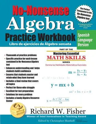 Zeszyt ćwiczeń do algebry No-Nonsense, hiszpańska wersja językowa - No-Nonsense Algebra Practice Workbook, Spanish Language Version