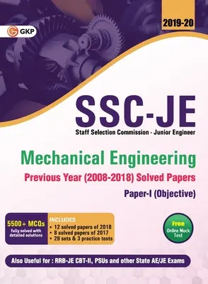 SSC JE Inżynieria mechaniczna dla młodszych inżynierów Poprzednie rozwiązane dokumenty (2008-18), 2018-19 dla papieru I - SSC JE Mechanical Engineering for Junior Engineers Previous Year Solved Papers (2008-18), 2018-19 for Paper I