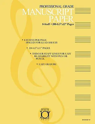 House of Joy Music Deluxe Professional 8-stronicowy papier do rękopisów - House of Joy Music Deluxe Professional 8-Staff Manuscript Paper