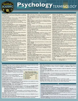 Terminologia psychologiczna: Laminowany przewodnik do szybkiej nauki - Psychology Terminology: A Quickstudy Laminated Reference Guide