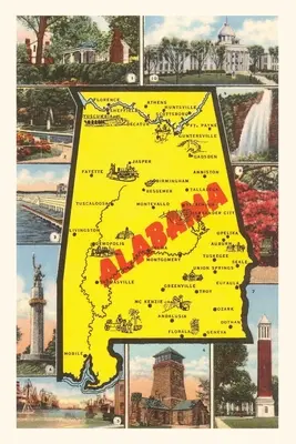 Vintage Journal Mapa i sceny z Alabamy - Vintage Journal Alabama Map and Scenes