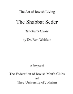 Przewodnik dla nauczycieli szabatowego sederu - Shabbat Seder Teacher's Guide