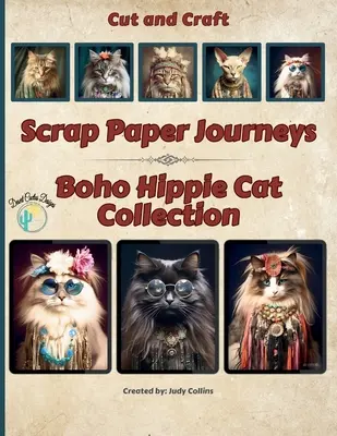 Scrap Paper Journeys - Boho Hippie Cat Collection Wytnij i wykonaj - Scrap Paper Journeys - Boho Hippie Cat Collection Cut and Craft