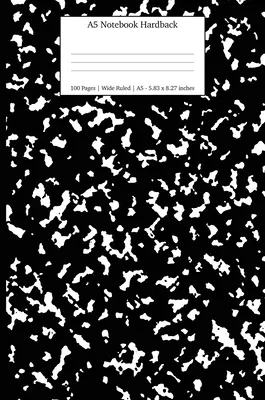 Notatnik A5 w twardej oprawie: Black Marble Wide Rule Journal - A5 Notebook Hardback: Black Marble Wide Rule Journal