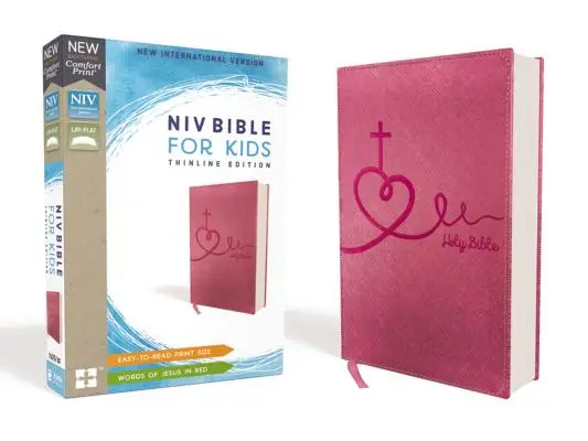 Niv, Biblia dla dzieci, skórzana miękka, różowa, czerwone litery, wygodny druk: Wydanie cienkie - Niv, Bible for Kids, Leathersoft, Pink, Red Letter, Comfort Print: Thinline Edition