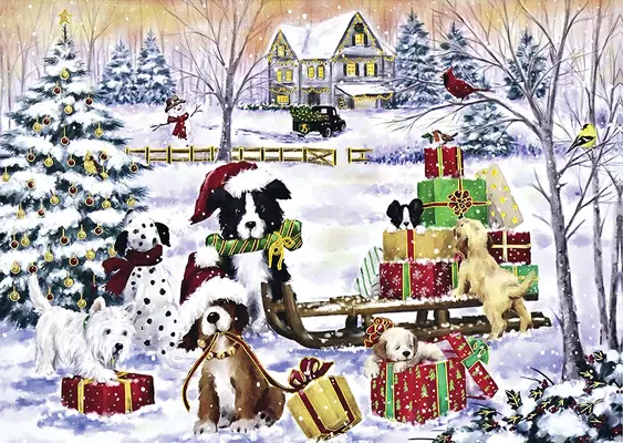 Kartki świąteczne Furry Festivities Deluxe w pudełku - Furry Festivities Deluxe Boxed Holiday Cards