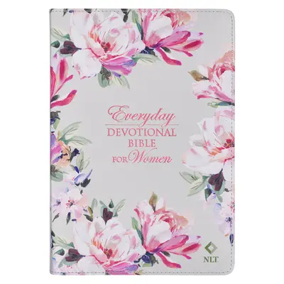 NLT Biblia Święta na co dzień dla kobiet, Nowy Żywy Przekład, wegańska skóra, różowy kwiatowy nadruk - NLT Holy Bible Everyday Devotional Bible for Women New Living Translation, Vegan Leather, Pink Floral Printed