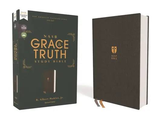 Nasb, Biblia do studiowania łaski i prawdy, obwoluta, szara, czerwone litery, tekst z 1995 r., wygodny druk - Nasb, the Grace and Truth Study Bible, Cloth Over Board, Gray, Red Letter, 1995 Text, Comfort Print