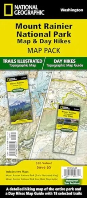 Mount Rainier Day Hikes and National Park Map [Pakiet map] Mapa - Mount Rainier Day Hikes and National Park Map [Map Pack Bundle] Map