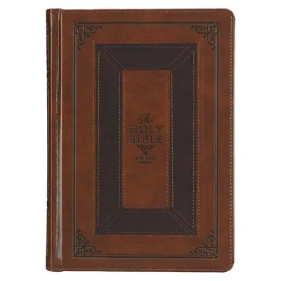 Biblia do studiowania KJV, Standardowa Biblia Króla Jakuba, zakładki na kciuki, wstążki, sztuczna skóra, wytłaczane toffi / bordo - KJV Study Bible, Standard King James Version Holy Bible, Thumb Tabs, Ribbons, Faux Leather, Toffee/Burgundy Debossed