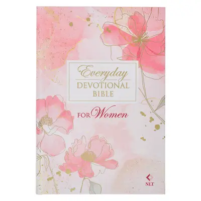 NLT Biblia Święta na co dzień dla kobiet, New Living Translation, różowy nadruk w kwiaty - NLT Holy Bible Everyday Devotional Bible for Women New Living Translation, Pink Printed Floral