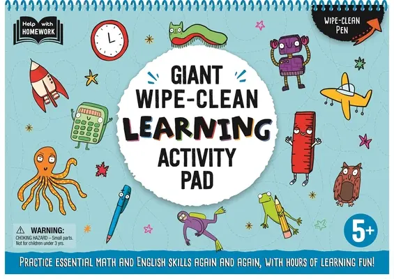 Giant Wipe-Clean Learning Activity Pack: Ćwicz podstawowe umiejętności matematyczne i angielskie, z godzinami zabawy! 5+ - Giant Wipe-Clean Learning Activity Pack: Practice Essential Math and English Skills, with Hours of Learning Fun! 5+